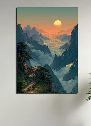 Cadre métallique 30×42 cm - Fixation magnétique - paysage montagnes, brand: ESPACE, condition: Very good, €29.10, €31.26 includes Buyer Protection Pro