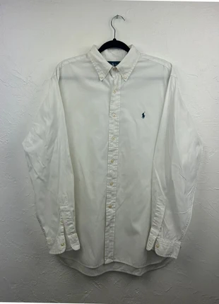 Chemise Ralph Lauren homme blanche logo brodé bleu marine classique fit taille Ltrès bon état, brand: Ralph Lauren, condition: Very good, size: L, €35.00, €37.45 includes Buyer Protection Pro