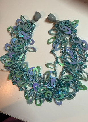 Vintage-Style Iridescent Peacock Sequin Necklace – Statement Jewelry, brand: ONLY, condition: New without tags, £3.80, £4.69 includes Buyer Protection