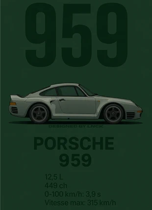 Affiche Porsche 959 – Poster Supercar de Légende A4 / Décoration Murale, marque: Porsche, état: Neuf avec étiquette, 9,99 €, 11,19 € Protection acheteurs incluse