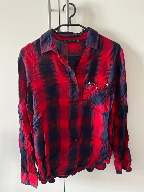 Chemise Zara à carreau rouge