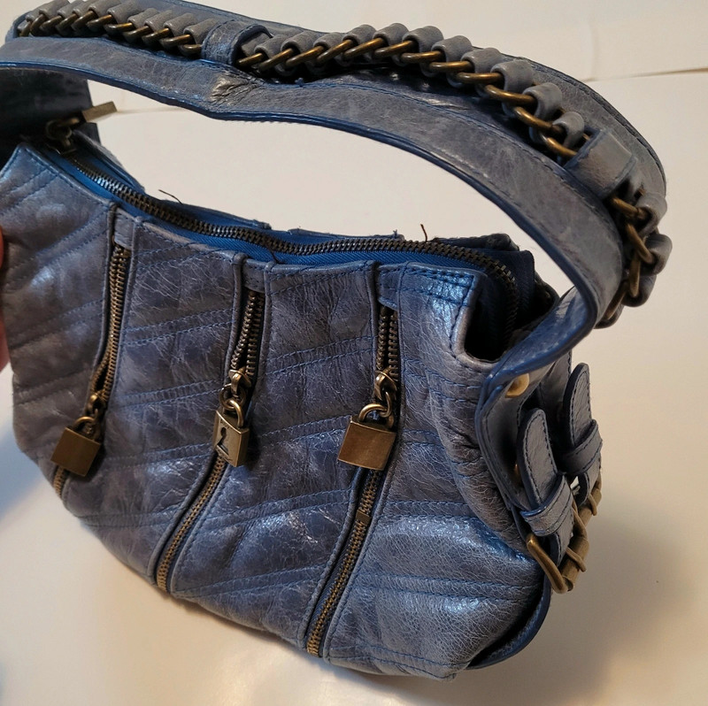 RARE Betsey johnson genuine leather blue punk purse 2