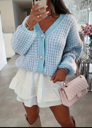 Gilet bleu oversize maille douce – Style chic & cosy 🦋, staat: Nieuw zonder prijskaartje, maat: S / 36 / 8, € 35,00, € 37,45 inclusief Kopersbescherming Pro