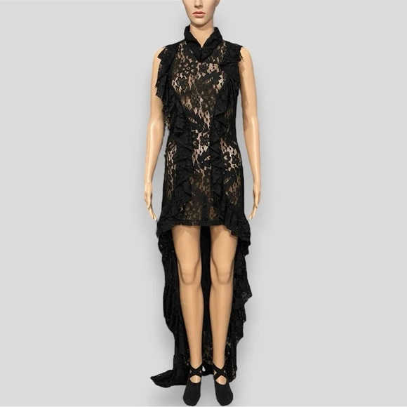 Black Lace Ruffle Dress 1