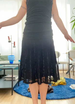 Schwarzer midi vintage skirt mit spitze, brand: COQUETTE, condizioni: Ottime, taglia: S / IT 40 / EU 36, €12.00, €13.30 include la Protezione acquisti