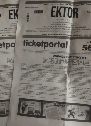 Obrázek k inzerátu: 2x Ticketportal lístek EKTOR O2 arena 25.10.2024