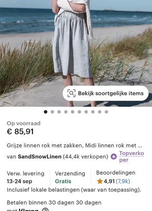 Linnen rok van SandSnowLinen (etsy), merk: SandSnowLinen, staat: Heel goed, maat: XL / 42 / 14, € 27,00, € 29,05 inclusief Kopersbescherming