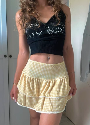 Jupe jaune légère & fluide, marca: Boohoo, estado: Novo com etiquetas, tamanho: M / 38 / 10, €14.00, €15.40 inclui Proteção do Comprador
