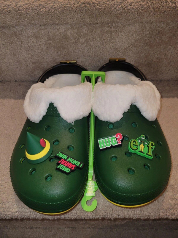 Crocs Buddy The Elf Classic Clog Fur Lining Jibbitz Men'S 11 Women'S 13 New 2