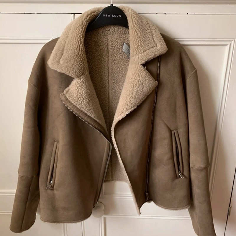 Zara brown 2025 aviator jacket