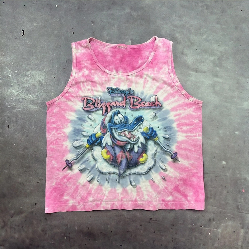 Vintage Disney World Blizzard Beach Double Sided Tie Dye Tank Top 1