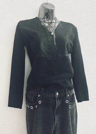 Vintage Pullover mit Ledereinsatz, marke: keryblu, zustand: Sehr gut, größe: S / 36 / 8, 25,00 €, 26,95 € inklusive Vinted-Käuferschutz