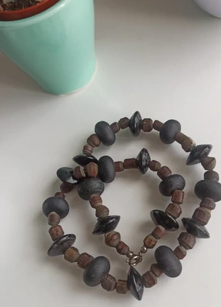 Collier perles bois et verre 🖤🤎, brand: Bois, condition: Very good, €6.00, €7.00 includes Buyer Protection
