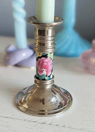 Vintage Chinese Japanse kandelaar emaille, staat: Heel goed, € 17,50, € 19,08 inclusief Kopersbescherming