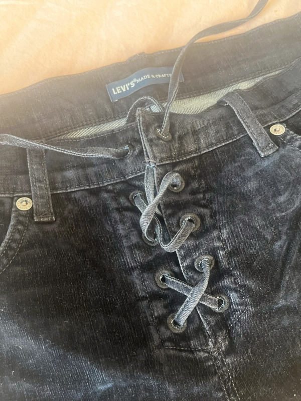 Levi s Made and Crafted Lace up Cigarette jeans met velvet finish Vinted