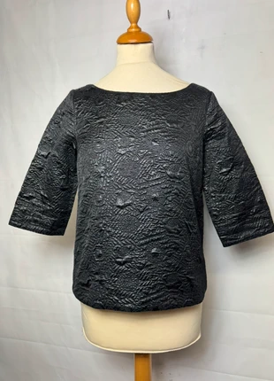 Haut texturé Sonia by Sonia Rykiel – Noir – Manches 3/4 – Taille 36, brand: Sonia Rykiel, condizioni: Ottime, taglia: S / IT 40 / EU 36, €35.00, €37.45 include la Protezione acquisti