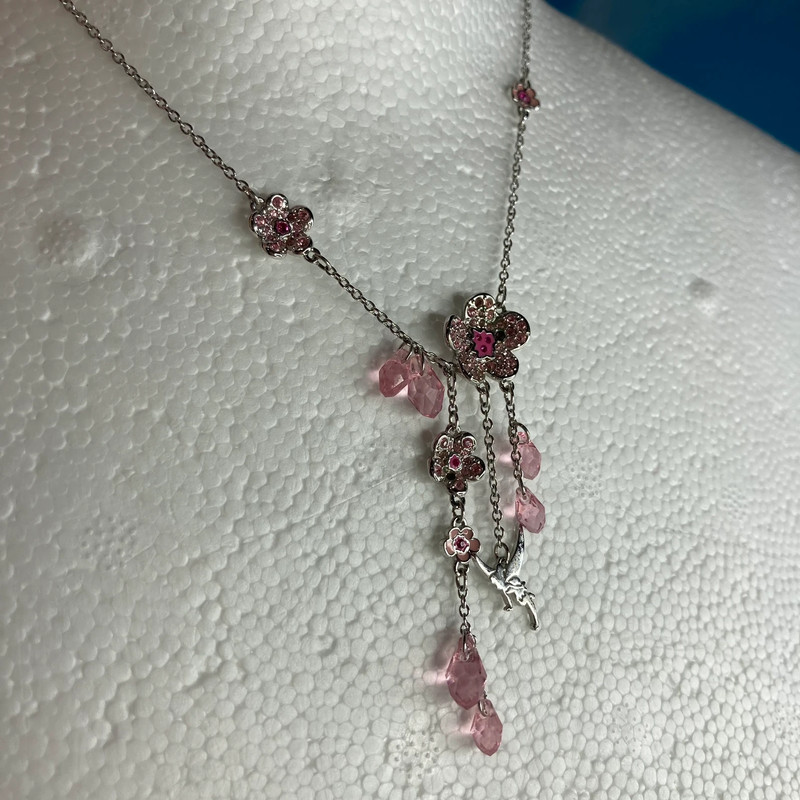 Sakura Blossom Disney Tinkerbell Swarovski Necklace 2