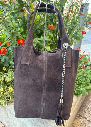Sac à main cuir daim marron chocolat shopperjadou, marke: The Genuine Leather, zustand: Sehr gut, 45,00 €, 47,95 € beinhaltet Vinted-Käuferschutz Pro