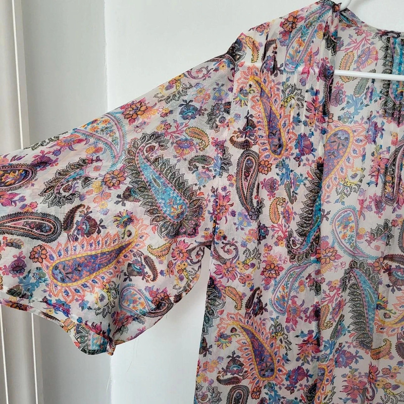 multicolor paisley pattern semi sheer flowy cardigan 3