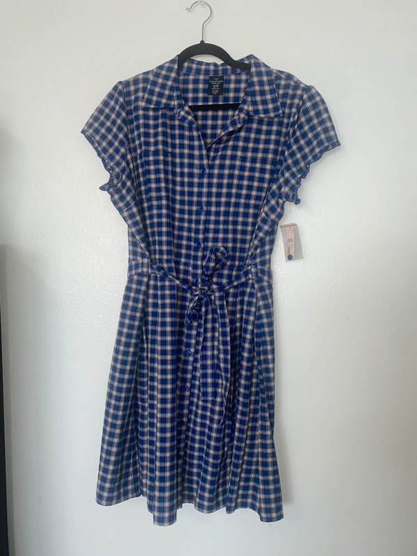 NWT blue plaid dress 1