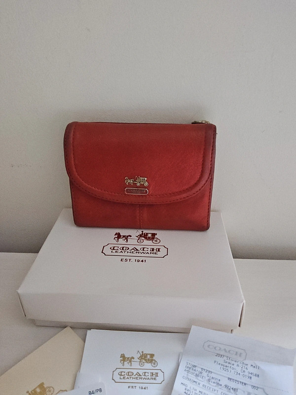 Compact Coach Purse Wallet Tan Orange Vinted