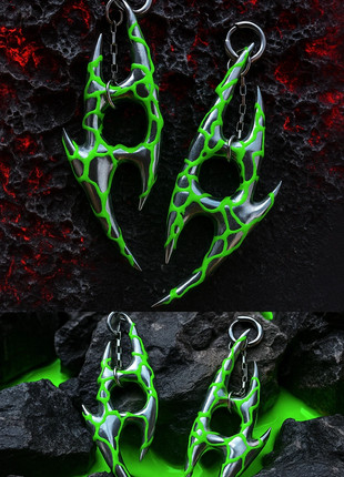 XenoCore Blades Earrings🦠 👽, marque: Xeno Coven, état: Neuf avec étiquette, 15,00 €, 16,45 € Protection acheteurs incluse