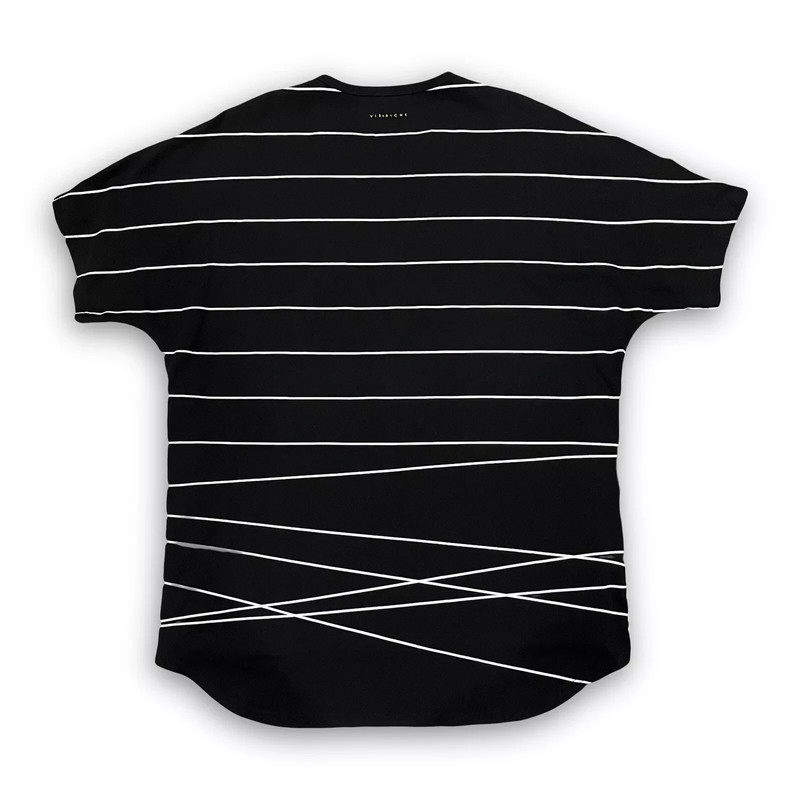 Vie+Riche Paris Men’s T-Shirt 3XL Black, White Stripes, Yellow Box, Side Zippers 2