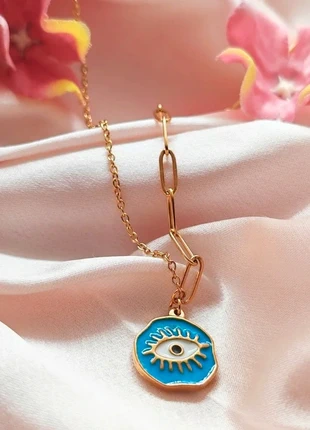 collier mauvais œil en acier inoxydable, marca: Fait Main, estado: Muito bom, €10.99, €12.24 inclui Proteção do Comprador Pro