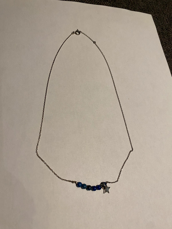 Collier argent avec perles bleue 1