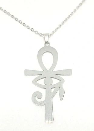 Croix de ankh et oeil d horus en acier inoxydable avec chaine, estado: Muito bom, €15.00, €16.45 inclui Proteção do Comprador Pro