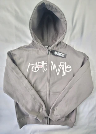 Sweat zip à capuche gris/vert oversize Multiply Apparel doublé polaire taille L, merk: Apparel, staat: Nieuw zonder prijskaartje, maat: L, € 32,00, € 34,30 inclusief Kopersbescherming