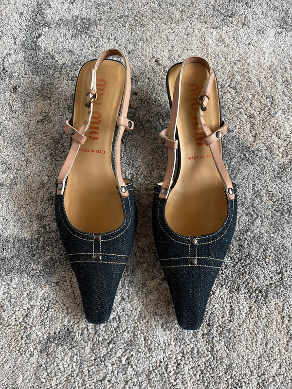 Vintage Miu Miu 2000’s denim kitten heels 3