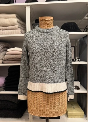 H&M Strickpullover, Cropped Sweater, Schwarz-Weiß, Meliert, Modern, Lässig, Rundhals, Kontrastsaum, brand: H&M, condizioni: Ottime, taglia: XS / IT 38 / EU 34, €6.00, €7.00 include la Protezione acquisti
