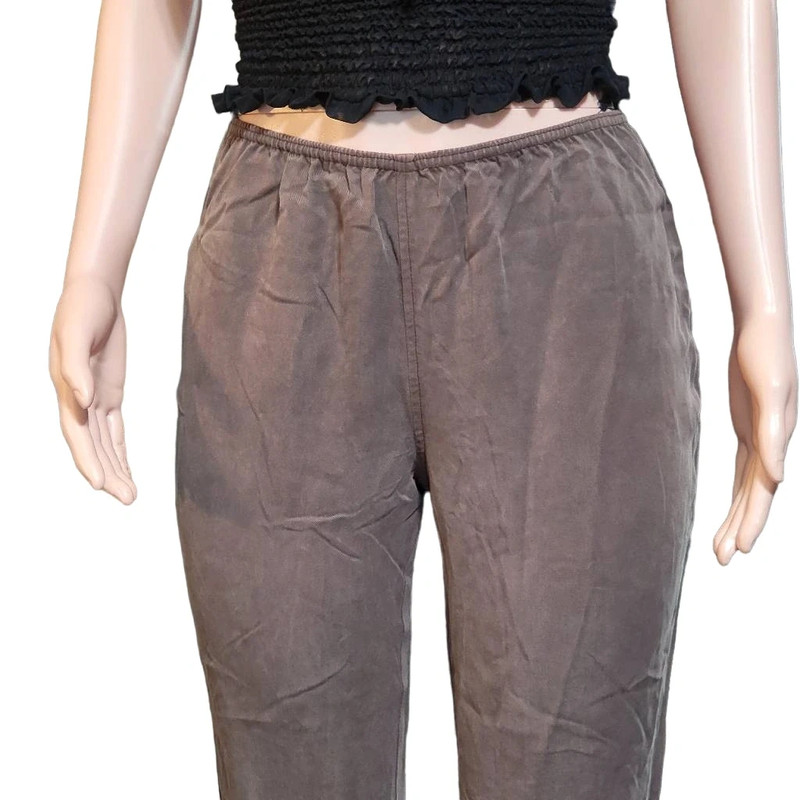 Pulp brown tencel mid rise pull-on cropped pants M 5