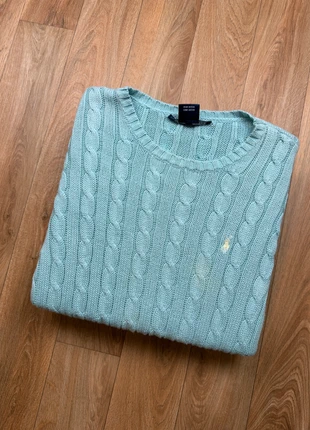 Pull torsadé tressé cable knit Ralph Lauren bleu clair turquoise col rond taille M, marque: Ralph Lauren, état: Très bon état, taille: M / 38 / 10, 29,00 €, 31,15 € Protection acheteurs (Pro) incluse