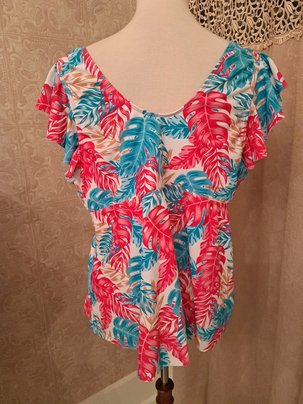 Hot pink and turquoise 2 piece tankini swimsuit bathing suit size 3XL 5