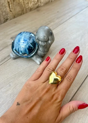 Bague dorée gros cœur, merk: Tendance, staat: Heel goed, maat: Aanpasbaar, € 11,50, € 12,78 inclusief Kopersbescherming Pro