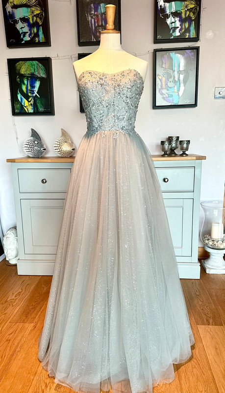 Mascara Silver sparkle tulle prom gown Size 14 2