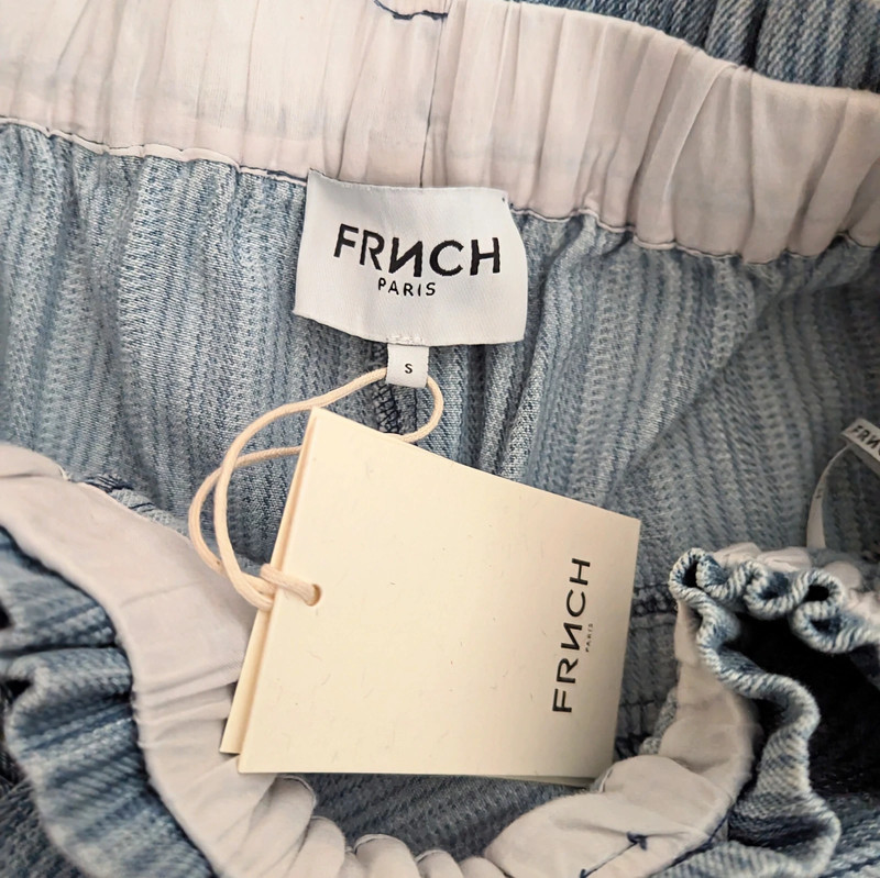 NWT Frnch Paris Anthro Sylvia Shorts Tie Waist Blue Striped Size XS 3