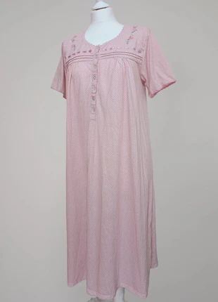 Vintage pink gingham night dress with floral embroidery, brand: La marquise, condition: Very good, size: M / 38 / 10, €10.00, €11.20 includes Buyer Protection