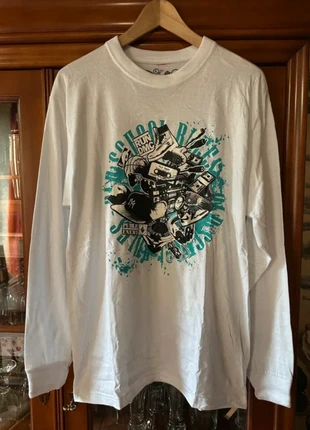 T-shirt manche longue blanc avec imprimé, condizioni: Nuovo senza cartellino, taglia: XL, €10.00, €11.20 include la Protezione acquisti