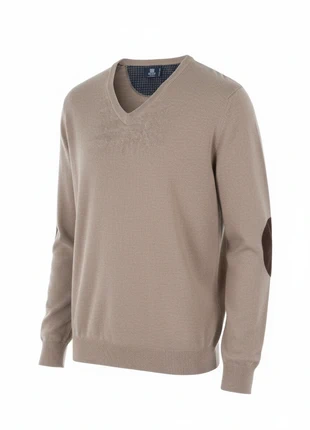 Een chique kasjmiertrui van Boggi Milano (M) van wol met suède elleboogbeschermers, marque: Boggi, état: Très bon état, taille: M, 16,00 €, 17,50 € Protection acheteurs incluse