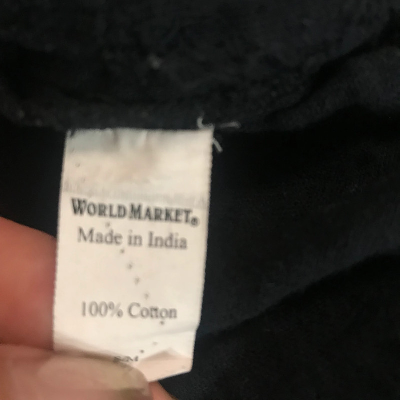 World Market India Gauze Cotton Black Embroidered Boho Peasant Blouse Size S/M 4