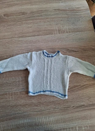 Joli pull blanc et bleu tricoté à la main taille 3 mois 🌸, marque: Fait Main, état: Très bon état, taille: 3-6 mois / 62 cm, 5,00 €, 5,95 € Protection acheteurs incluse