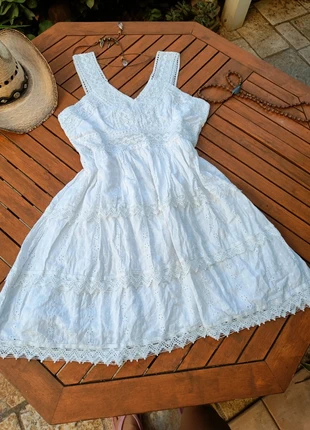 White lace summer mini dress country coquette M, merk: COQUETTE, staat: Heel goed, maat: S / 36 / 8, € 19,00, € 20,65 inclusief Kopersbescherming
