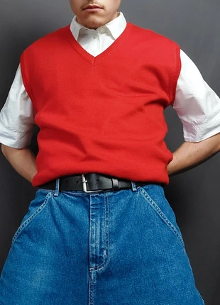 Pull / Débardeur Col V sans Manches Vintage 80s en Maille Unie Rouge 50% Laine (M), marke: Vintage Dressing, zustand: Gut, größe: M, 14,00 €, 15,40 € beinhaltet Vinted-Käuferschutz Pro