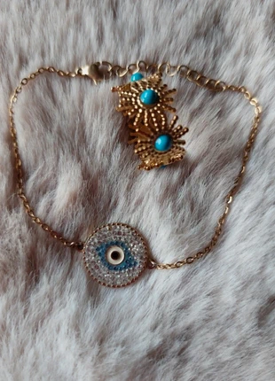 Gold Tone Evil Eye Bracelet & Turquoise Adjustable Ring Set – Boho Jewellery, condition: Very good, €5.00, €5.95 includes Buyer Protection