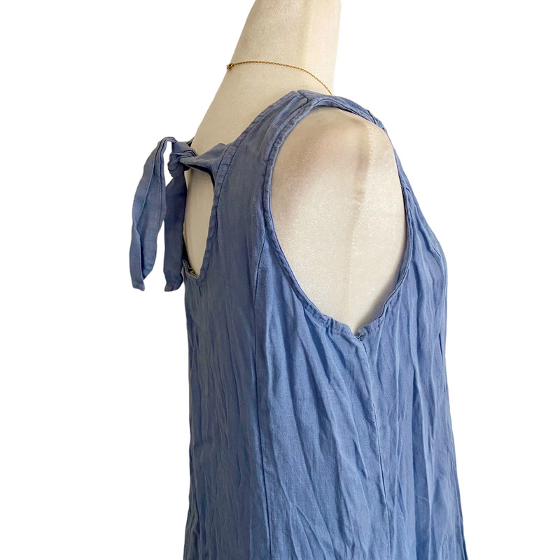 Cottage Core Italian blue linen mini dress 4