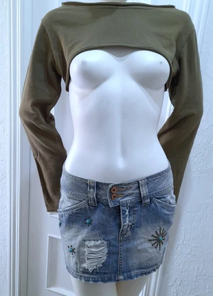 Jersey calentador de brazos verde, con apliques y lentejuelas talla S de Stradivarius, marque: Stradivarius, état: Très bon état, taille: S / 36 / 8, 5,90 €, 6,90 € Protection acheteurs incluse