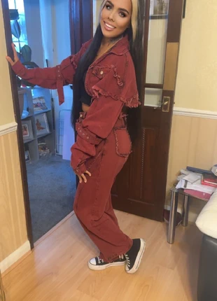 EGO high waste frayed detail wide leg jeans and extreme cropped jacket, brand: EGO, condition: Very good, size: S / 8, £40.00, £42.70 includes Buyer Protection